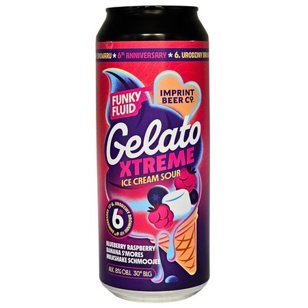 Funky Fluid x Imprint Beer: Gelato XTREME Blueberry Raspberry Banana Smores - puszka 500 ml